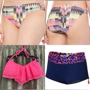 3 Pc SWIM MASHUP: PrAna Stina Bikini Bottom, TYR Boyshort & Rue 21 Laser Cut Top